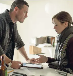  ?? AP ?? Luke Evans (left) and Emily Blunt in ‘The Girl on the Train’.