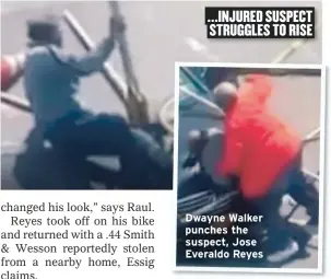  ??  ?? Dwayne Walker punches the suspect, Jose Everaldo Reyes