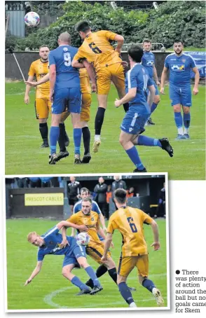  ??  ?? There was plenty of action around the ball but no goals came for Skem
