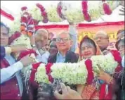  ?? HT PHOTO ?? File photo of Shobha Rani Kushwaha joining the BJP in Dholpur.