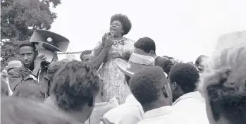  ?? AUTORINO CENTER ?? Fannie Lou Hamer in action. A documentar­y about the 1960s Voting Rights activist is screening as part of a civil rights film series presented virtually by the University of St. Joseph.