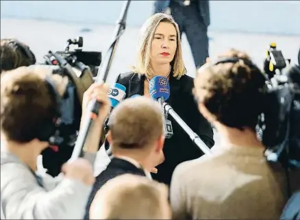  ?? JULIEN WARNAND / EFE ?? La jefa de la diplomacia europea, Federica Mogherini, ayer en Luxemburgo