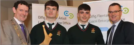  ??  ?? Hugo Collins and George O’Carroll, Drogheda Grammar School, winners of the Innovation award