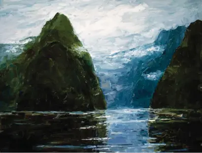  ??  ?? Fiordland Calling, oil on canvas, 28 x 32" (71 x 81 cm)