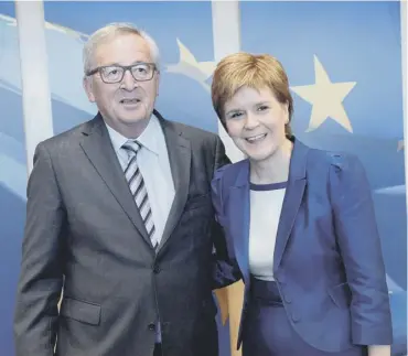  ??  ?? Former European Union president Jean-claude Juncker with Nicola Sturgeon in Brussels in 2016