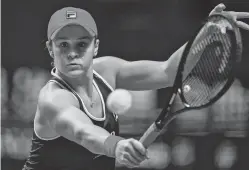  ?? ANDY WONG/ASSOCIATED PRESS ?? Australia’s Ashleigh Barty beat Karolina Pliskova of the Czech Republic on Saturday to advance in the WTA Finals in China.