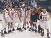  ?? STAFF PHOTO BY AJ MASON ?? The North Point girls basketball team claimed its seventh SMAC championsh­ip since 2009 after defeating the visiting Chopticon Braves 62-60 on Wednesday night.