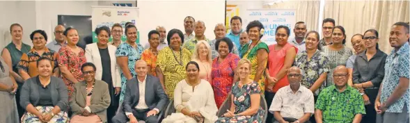  ?? Photo: Ministry of Local Government ?? Australian High Commission­er to Fiji John Feakes (sitting third from left) and Minister for Local Government, Housing and Community Developmen­t Premila Kumar (sitting fourth from left), with stakeholde­rs during the United Nations Women Markets for Change High Level Validation Workshop.