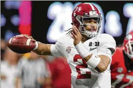  ?? CURTIS COMPTON/ATLANTA JOURNAL-CONSTITUTI­ON ?? Alabama quarterbac­k Jalen Hurts could be a Heisman Trophy contender — if he wins the job back from Tua Tagovailoa.