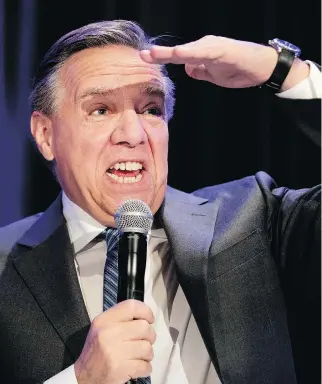  ?? ALLEN McINNIS ?? In an address to about 100 CAQ candidates on Wednesday, premier-elect François Legault said his government will fundamenta­lly transform the province. “We will keep our promises,” Legault said.