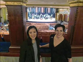  ?? ANDREW WELSH-HUGGINS / AP ?? Janet Chen, executive director of the ProMusica Orchestra (left) and Peggy Kriha Dye, general and artistic director for Opera Columbus, take a break during rehearsals for “The Flood,” a first-ever collaborat­ion between the groups.