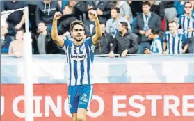  ?? FOTO: EFE ?? Rubén Sobrino celebra el 2-1 del Alavés ante el Huesca