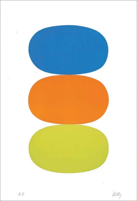  ?? Images from ©Ellsworth Kelly Foundation / Maeght Éditeur ?? ELLSWORTH KELLY’S “Blue and Orange and Green (Bleu et Orange et Vert)” is part of the Norton Simon show “Line & Color.”