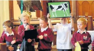  ??  ?? Eddie Bennet-Ard, Grace Carter, Stanley Gowler, Tayler Candlish and Evan Lovatt launch the appeal in Bosley church