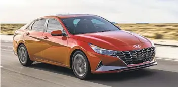  ?? DREW PHILLIPS HYUNDAI PHOTOS ?? The 2021 Elantra is longer, wider and lower than the outgoing model.