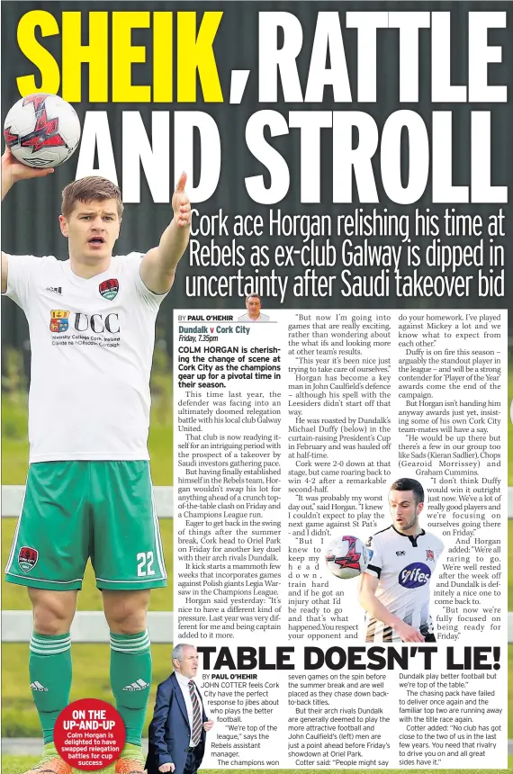  ??  ?? ON THE UP-AND-UP Colm Horgan is delighted to have swapped relegation battles for cup success