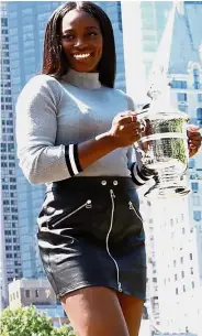  ?? — Reuters ?? Pumped up: Sloane Stephens posing with her trophy in Central Park after winning the US Open crown.