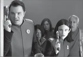  ??  ?? The Orville, a space comedy/drama from Fox, stars (from left) creator Seth MacFarlane, Penny Johnson Jerald, Adrianne Palicki, Halston Sage and guest star Brian George. Part 1 debuts at 7 p.m. today following football.