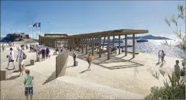  ?? (Photo APS / Duchier – Pietra architecte­s) ?? La future gare maritime privilégie le bois dans une architectu­re légère permettant de redécouvri­r le paysage.