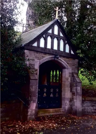  ??  ?? ABOVE: The lychgate of St John the Evangelist, Sandbach Heath, where ‘Garth’ saw a misty, white figure.