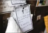  ?? EDUARDO VERDUGO /AP ?? Messages dedicated to the deceased hang from a wall at a memorial for victims outside the Basilica of Guadalupe in Mexico City on Wednesday.
