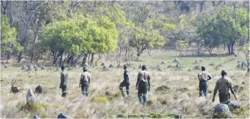  ?? ?? FQM Trident Limited wildlife officers looking for animals in the FQM Trident sanctuary.