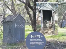  ?? ?? Still standing: Outdoor dunnies at Byrneside from Geoff Allemand’s book Shepp — Its People and Places.