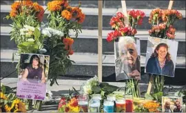  ?? CELIA MARCOS, ?? left, is among those pictured in the memorial. Mourners called on the county Board of Supervisor­s to back new policies to battle the coronaviru­s.