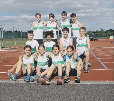  ?? ?? Chichester Runners’ combined under-13s and under-15s at Winchester