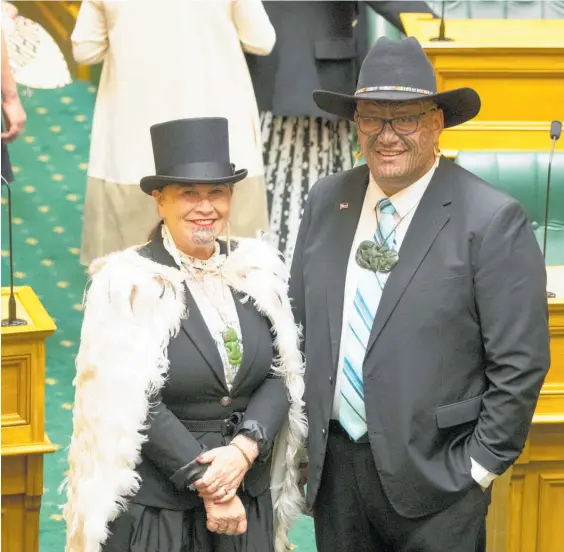  ?? Photo / Mark Mitchell ?? Ma¯ori Party co-leaders Debbie Ngarewa-Packer and Rawiri Waititi before being sworn into Parliament.