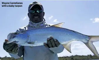  ??  ?? Wayne Castellano­s with a baby tarpon