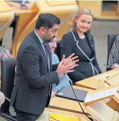  ?? ?? Mr Yousaf delivers his last speech as first minister.