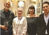  ??  ?? (From left) National Artist for Visual Arts Benedicto ‘BenCab’ Cabrera, Annie Sarthou,
STAR Lifestyle editor Millet Mananquil and Robbie Antonio.