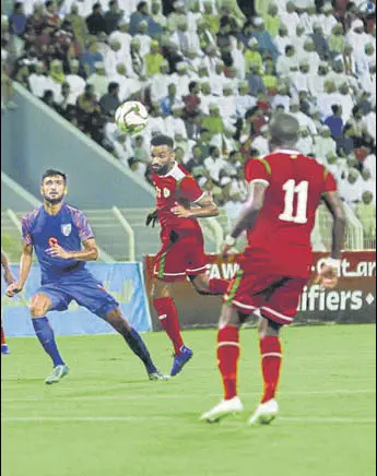  ?? AIFF PHOTO ?? Action from India-oman match in Muscat on Tuesday.