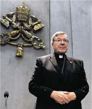  ??  ?? ACCUSED: Cardinal George Pell, Australia’s most senior Catholic, is to take a leave of absence as the Vatican’s finance tsar and return to Australia to fight sex charges