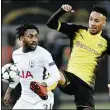  ?? BILD: AP ?? Dortmunds Pierre-Emerick Aubameyang (rechts) im Duell mit Danny Rose