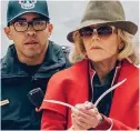  ??  ?? Cuffed: Jane Fonda in red coat