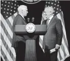 ?? EVAN VUCCI/AP ?? Vice President Mike Pence, left, and Defense Secretary James Mattis on Thursday.