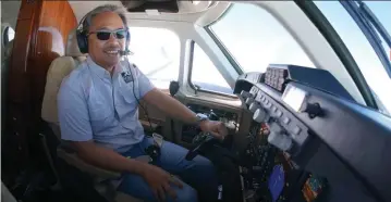  ?? ?? Captain Joy Roa, PIHABF Event Director, flying the King Air 350.