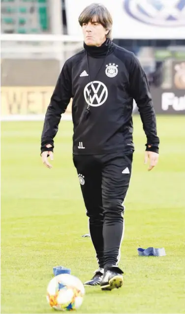  ?? Reuters ?? Germany coach Joachim Loew seen during a training session in Wolfsburg on Tuesday.