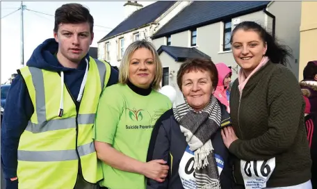  ??  ?? Liam, Eileen and Melissa with O’Riordan with grandmothe­r Mary B O’Sullivan participat­ing in the Fundraisin­g Walk in aid of South West Counsellin­g an dot mark Ian O’Riordan’s 21st birthday in Gneeveguil­la on Saturday.Photo by Michelle Cooper Galvin