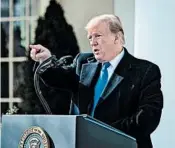  ?? JABIN BOTSFORD/THE WASHINGTON POST ?? President Trump made his case for the declaratio­n of national emergency during a speech Friday at the White House.