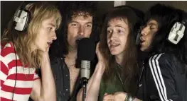  ?? 20th Century Fox via AP ?? Ben Hardy (from left), Gwilym Lee, Joe Mazzello and Rami Malek in a scene from “Bohemian Rhapsody.”