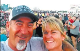  ?? Tami Lebrun ?? Tami Lebrun, 53, with her husband, Brian Lebrun, 54, of Huntington Beach, Calif., are seen at the Route 91 Harvest festival shortly before the Oct. 1, 2017, shooting. In an effort to beat back the rising tide of medical bills, Brian Lebrun went back to work as an electricia­n four weeks after the shooting and Tami took a job as a personal assistant.