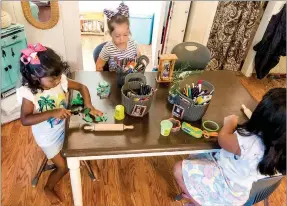  ?? Photo submitted ?? Children at Bright Beginnings Preschool each have their own bucket of art supplies and play dough for safety.