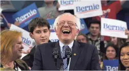  ?? TIMOTHY A. CLARY/AFP VIA GETTY IMAGES ?? Sen. Bernie Sanders speaks on primary night Tuesday in Manchester, N.H. His win may create an uphill climb wooing voters.