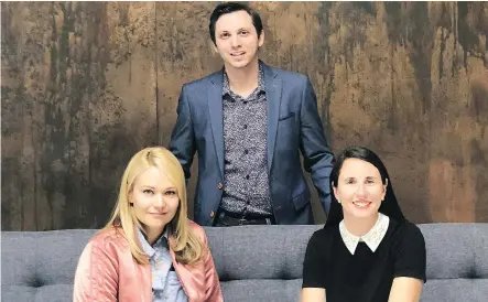  ??  ?? Jonathan Herman, Stephanie Kochorek, left, and Jill Dewes are partners in Daughter Creative, which has a solid roster of well-known clients.