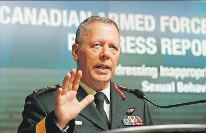  ?? CP PHOTO ?? Chief of Defence staff General Jonathan Vance speaks during a news conference in Ottawa Tuesday. The Canadian Armed Forces says it is making progress in the fight against sexual misconduct in the ranks, but much more work needs to be done.