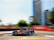  ??  ?? Shane Van Gisbergen won the final race of the season around Sydney Olympic Park yesterday and, below, celebrates his Supercars championsh­ip.
