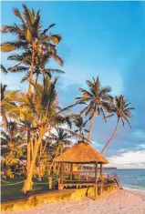  ?? ?? Kayaking near South Sea Island of the Mamanuca Islands group, main; a palmshaded hut in the south of Viti Levu.